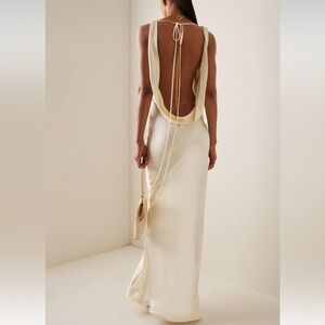 Mirror Palais backless butter yellow silk gown